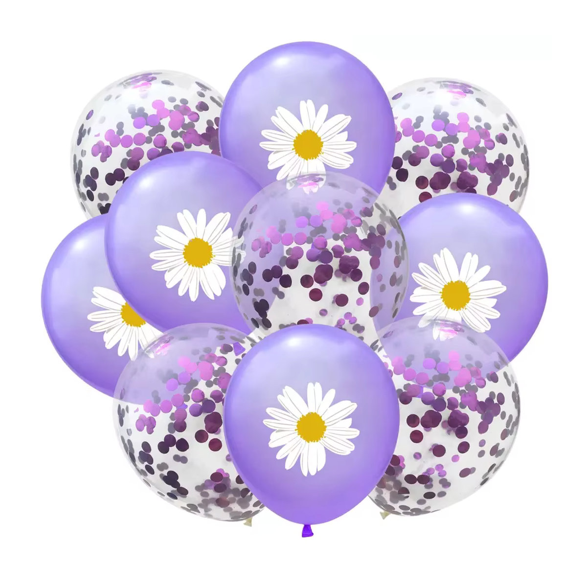 10 Stück LQZZY Gänseblümchen Latexballons mit Konfetti in Blau und Mehrfarbig, 12 Zoll Rund, Floral Party-Dekoration für Hochzeit und Geburtstag - Bild 3