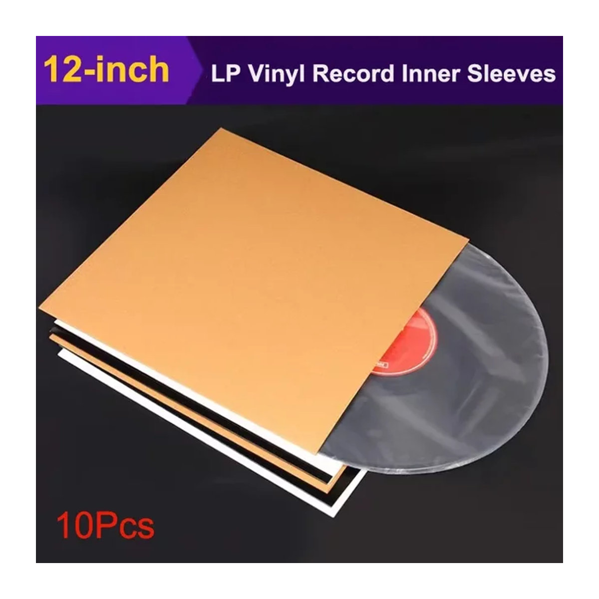 10 Stück luxuglow Vinyl-Schallplattenhüllen aus Kraftpapier in Weiß und Braun für 12 Zoll LPs - Bild 1