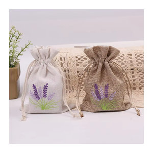 10 Stück merylover Stickerei-Lavendelbeutel aus Textil in Beige und Mehrfarbig, florale Aroma-Beutel für Trockenblumen, rechteckig und rustikal
