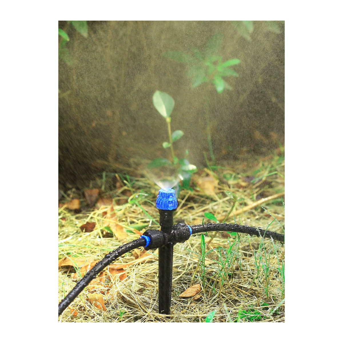 10 Stück Mikro-Tropfbewässerungssystem mit 360 Grad Zerstäuber und Halterung in Blau, 1/4 Zoll Schnellanschluss - Bild 4