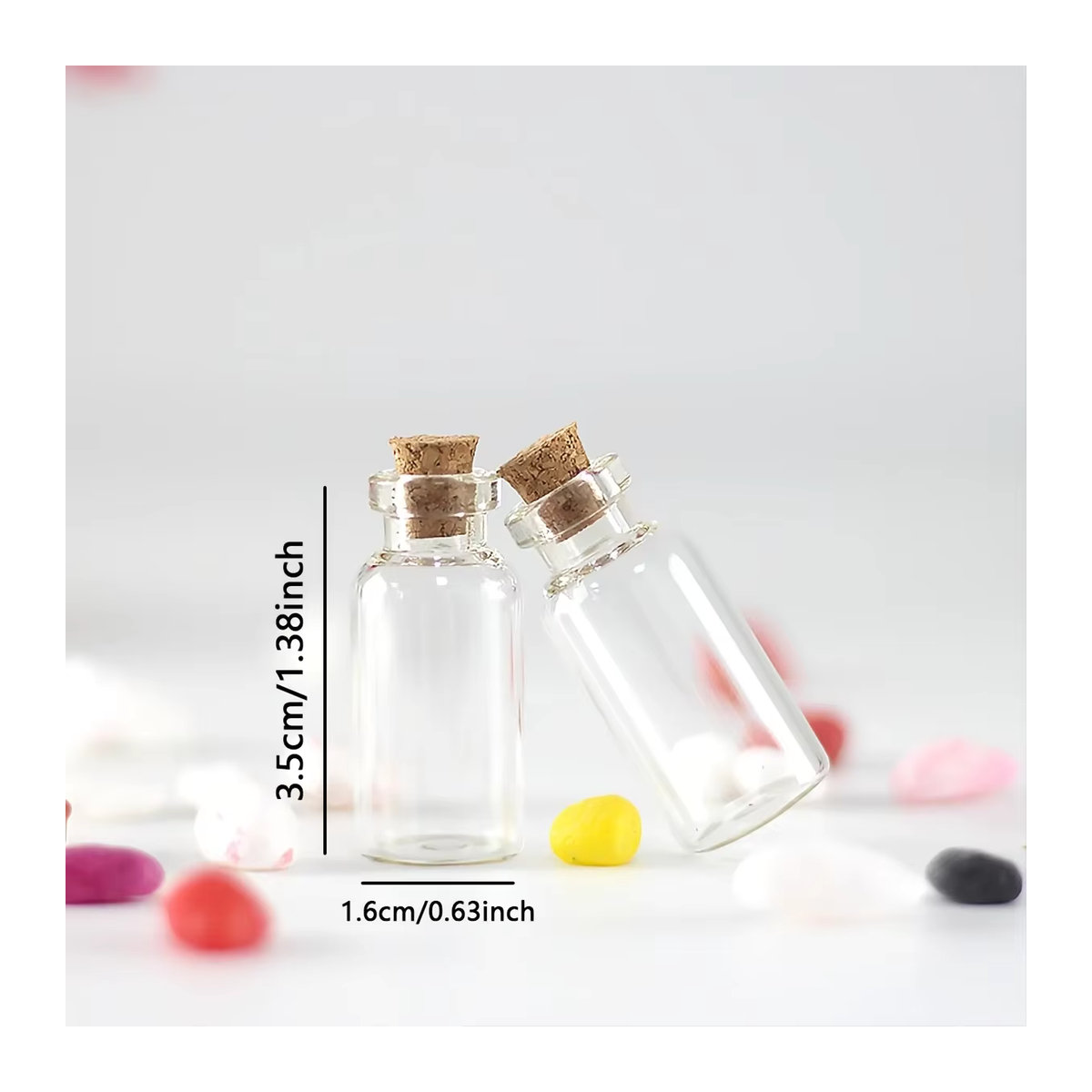 10 Stück Mini-Glasflaschen mit Korkstopfen in Transparent für DIY-Dekoration und Wunschflaschen - Bild 5
