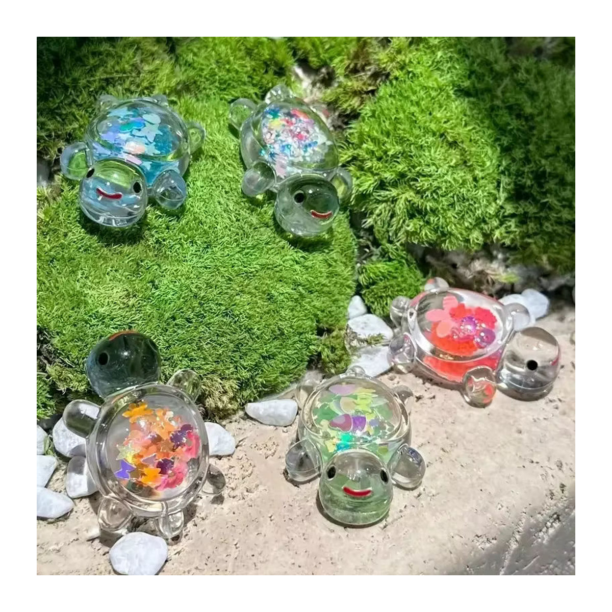10 Stück Mini leuchtende Meeresschildkrötenstatuen aus Kunstharz in transparent für Garten-Mikrolandschaften und DIY-Perlenhandwerk - Bild 4