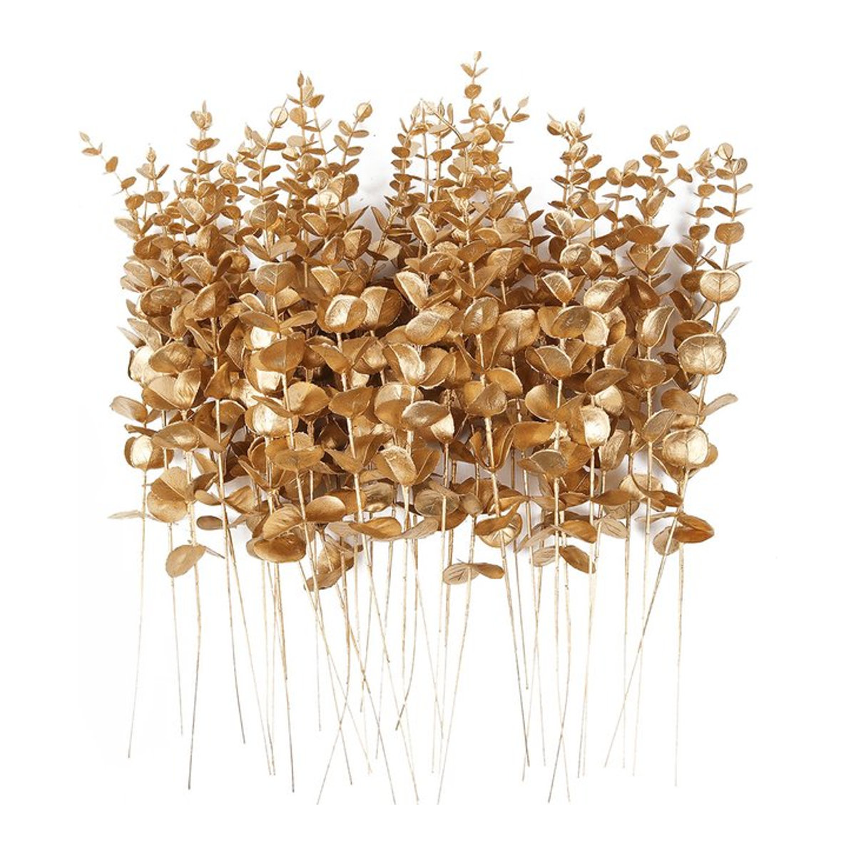 10 Stück MUFU künstliche Eukalyptusstiele in Gold, 38 cm Länge, ideale Dekoration für Hochzeit und Weihnachten - Bild 1