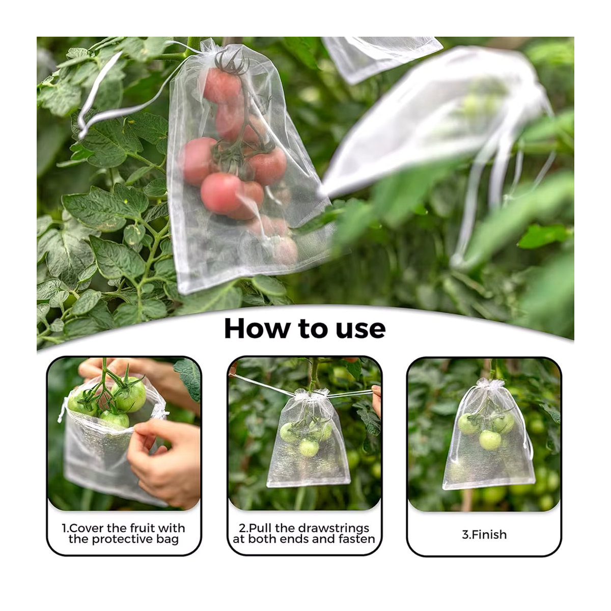 10 Stück Obstschutzbeutel in Weiß für Trauben und Erdbeeren zur Vogelabwehr im Garten - Bild 2