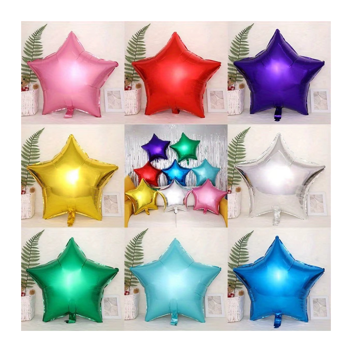10 Stück OURFETE Stern-Folienballons in Lila und Mehrfarbig, 18 Zoll Metallische Mylar-Ballons in Sternform für deine Hochzeits- und Partydekoration - Bild 1