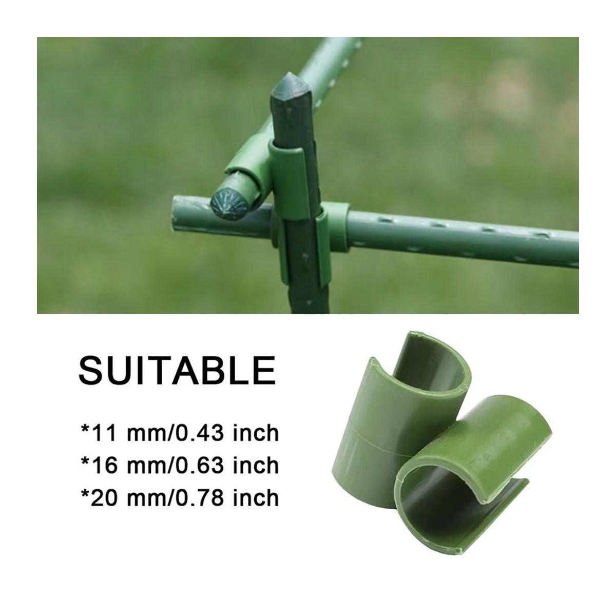 10 Stück pengliu Universal-Kunststoff-Clips zur Pflanzenunterstützung für Durchmesser von 11 bis 20 mm - Bild 2