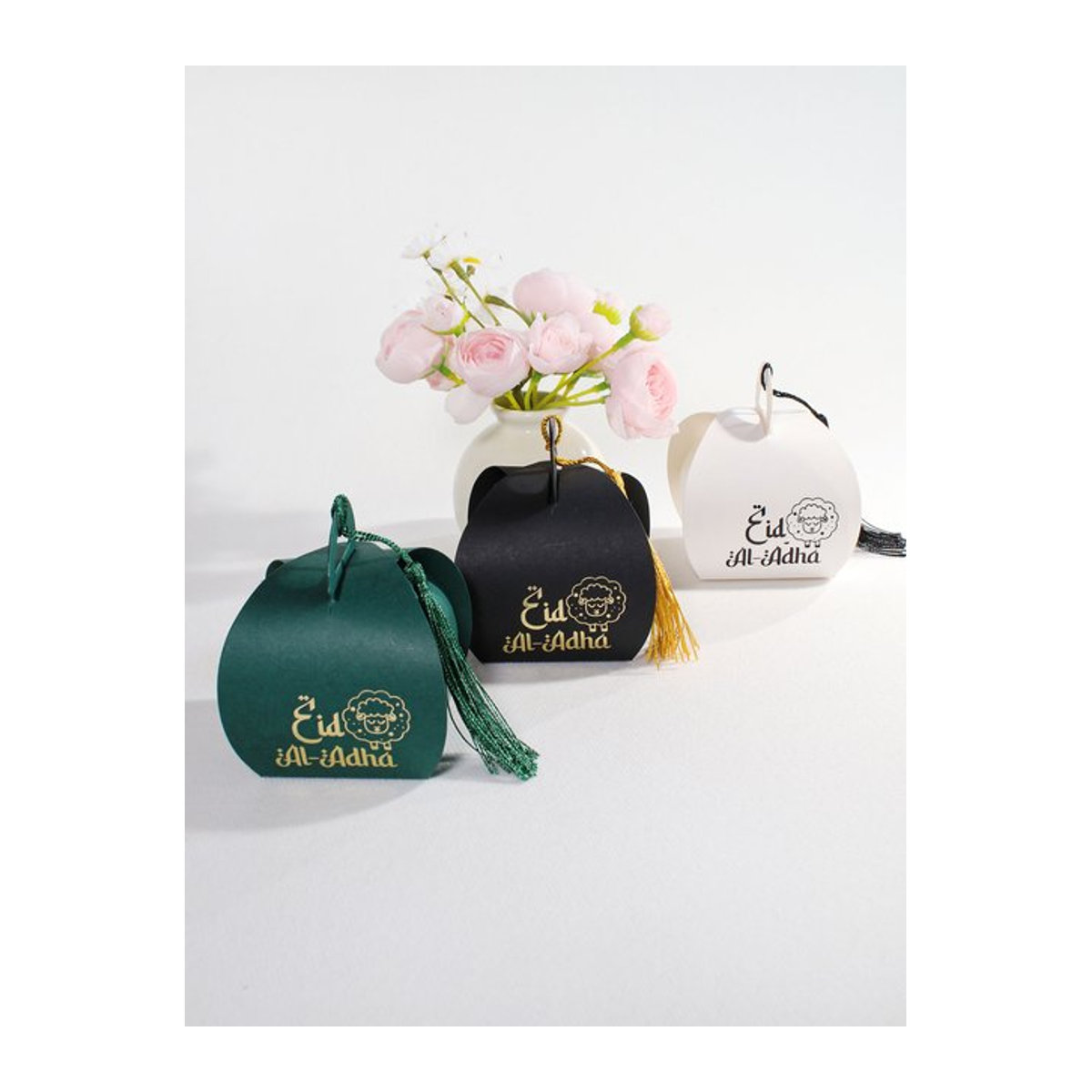 10 Stück RMTPT Eid al Adha Geschenkboxen aus Papier mit Lammmuster und Quaste, mehrfarbig, orientalisch - Bild 1