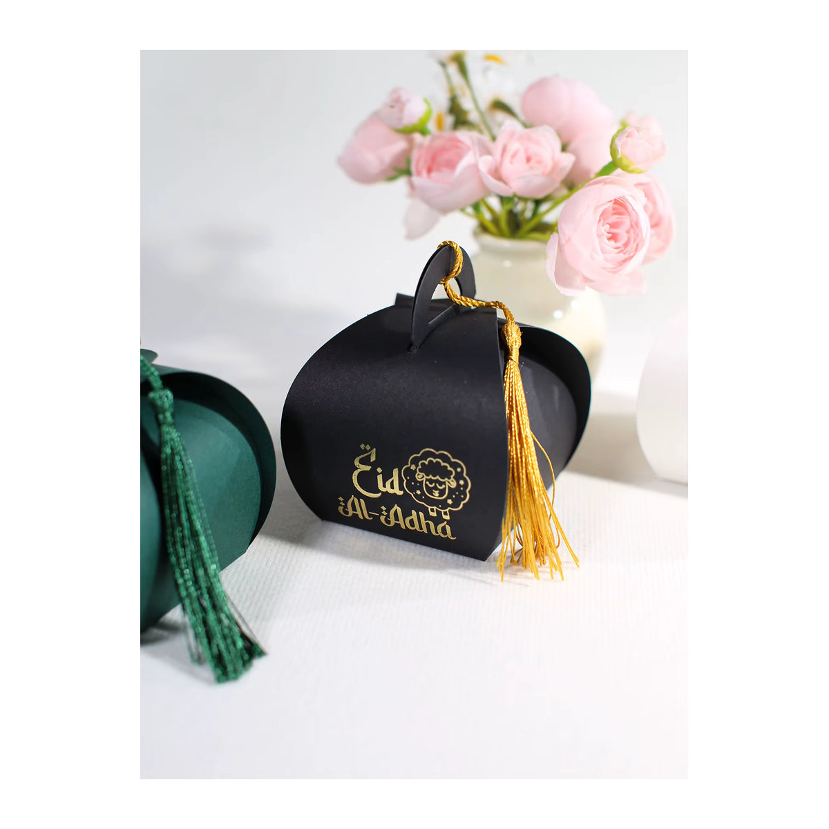 10 Stück RMTPT Eid al Adha Geschenkboxen aus Papier mit Lammmuster und Quaste, mehrfarbig, orientalisch - Bild 2