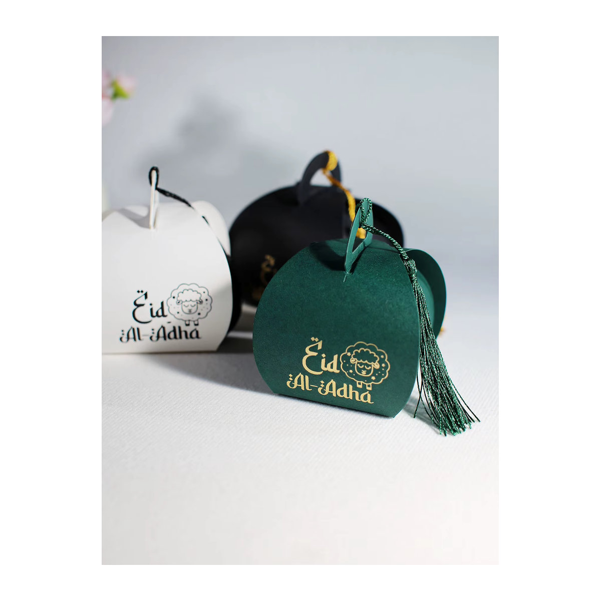 10 Stück RMTPT Eid al Adha Geschenkboxen aus Papier mit Lammmuster und Quaste, mehrfarbig, orientalisch - Bild 5