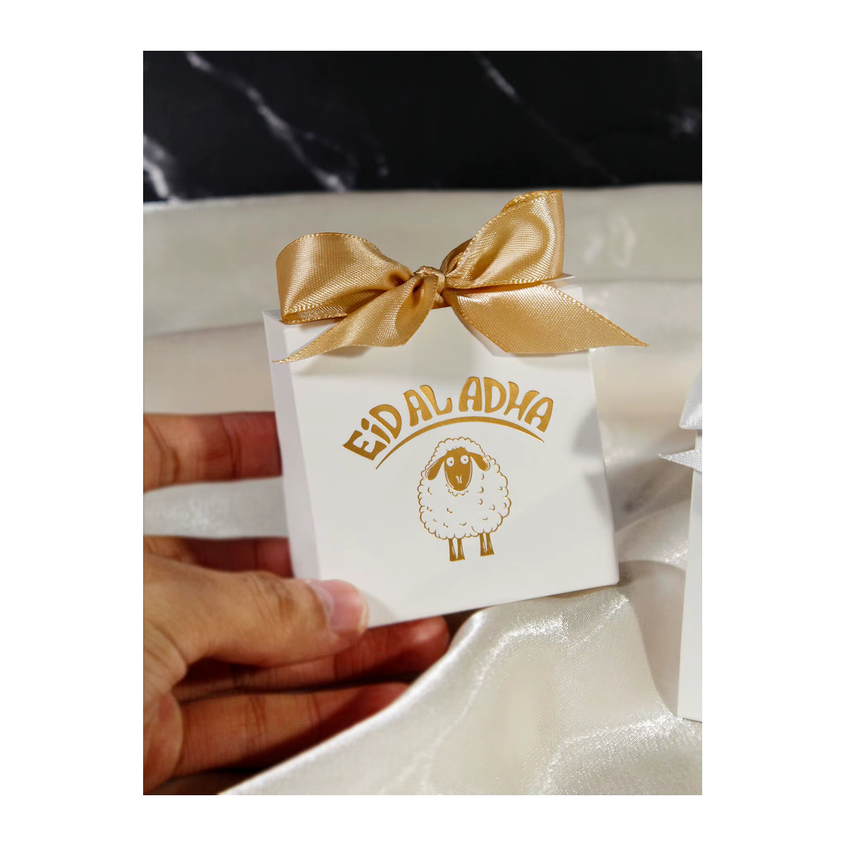 10 Stück RMTPT Eid al Adha Lamm-Geschenkboxen aus Papier, weiß, rechteckig und minimalistisch gestaltet - Bild 4