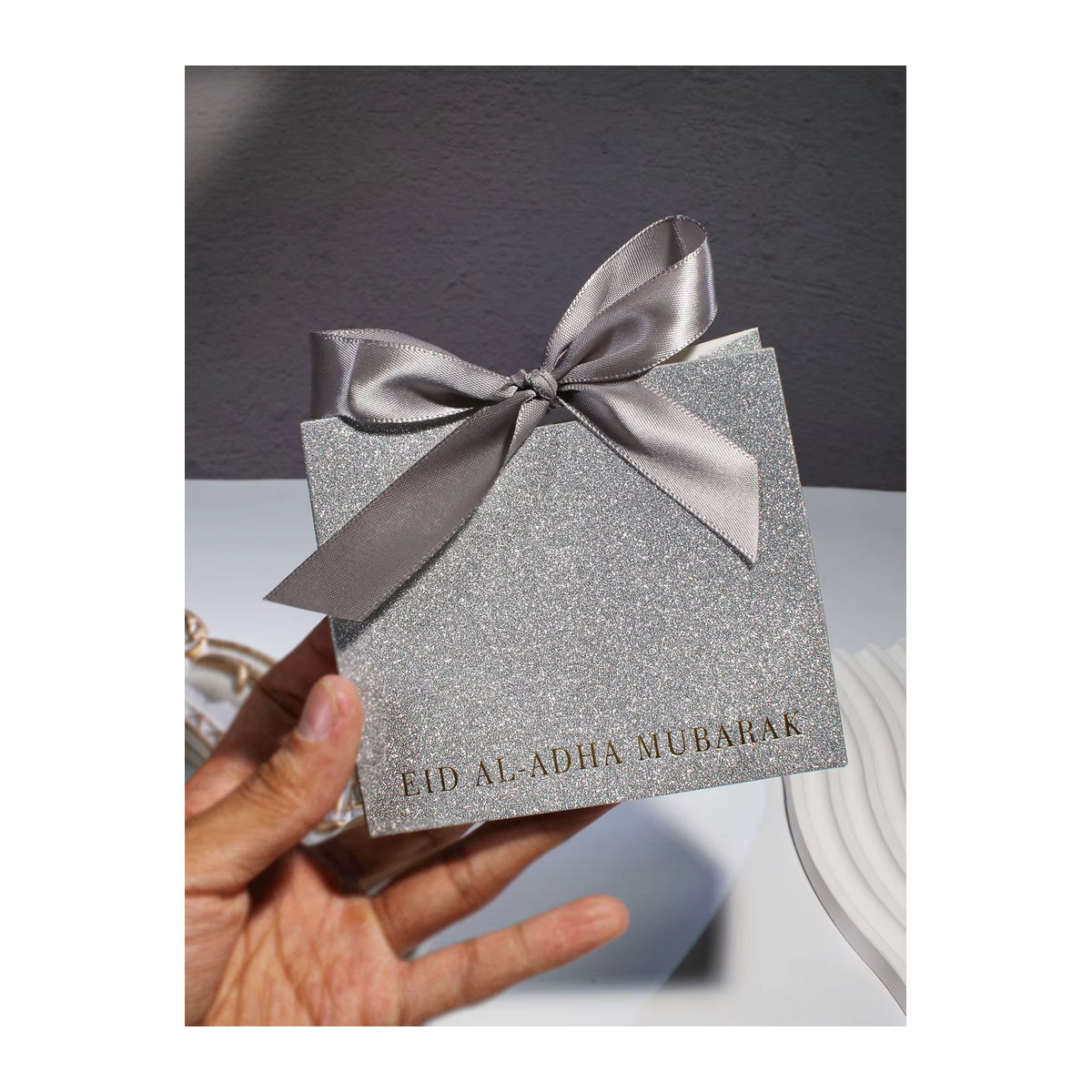 10 Stück RMTPT Geschenkboxen aus Papier in Silber und Gold mit Schleifen für Eid al Adha - Bild 4