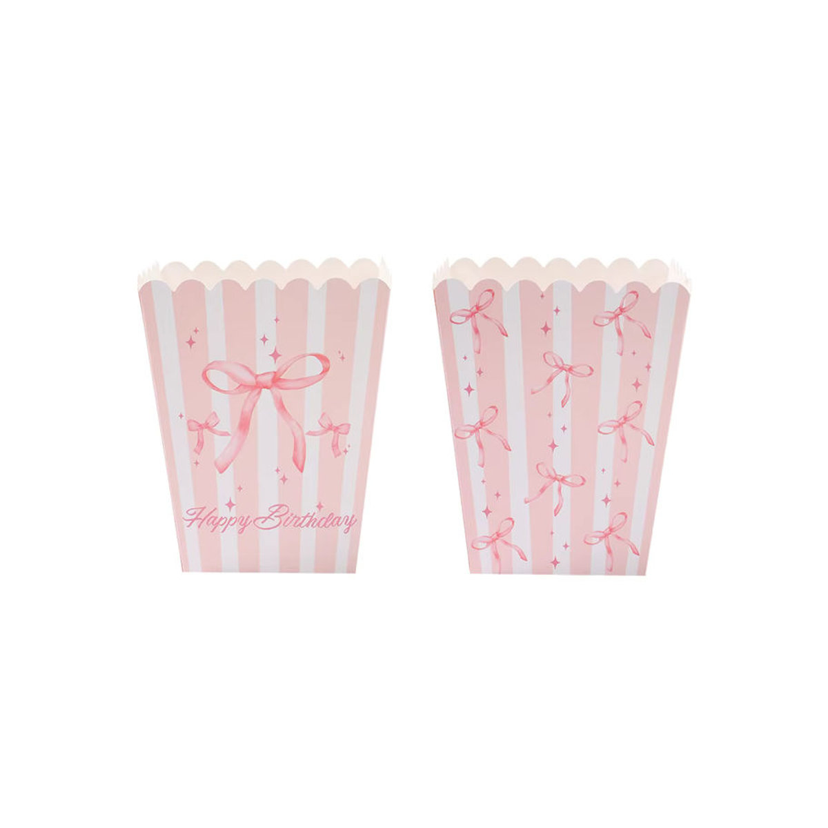 10 Stück rosa gestreifte Popcorn-Plätzchenboxen aus Papier mit Schleife als Partydekoration für Kindergeburtstage und Babypartys - Bild 4