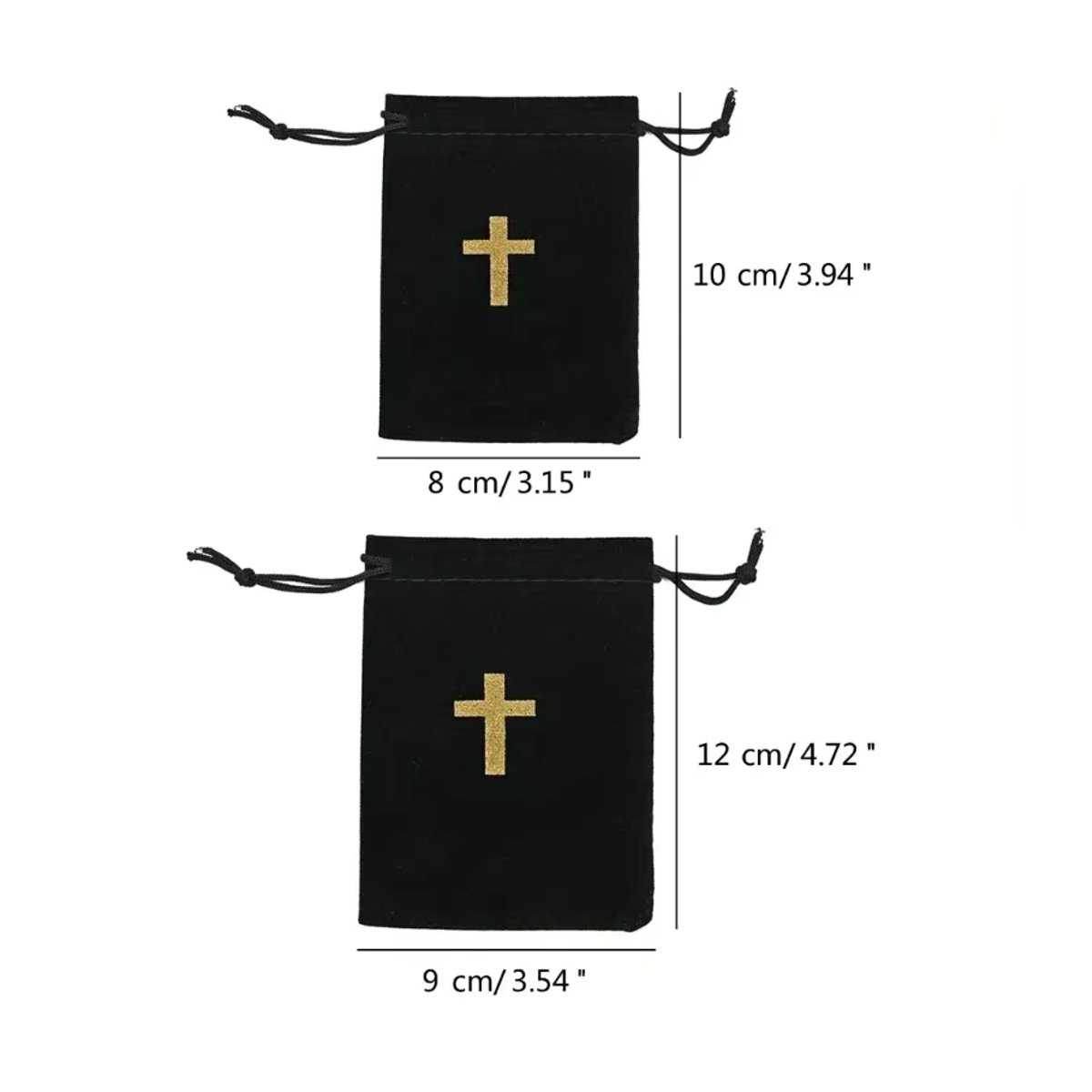 10 Stück schwarze Samtbeutel mit Kreuzmuster und Kordelzug als elegante Stoffbeutel für Schmuck und Geschenke - Bild 2