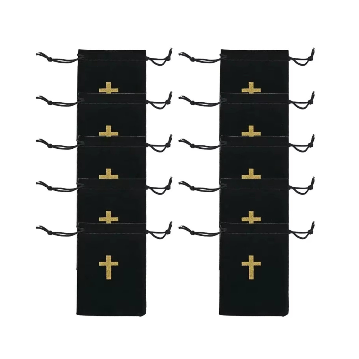 10 Stück schwarze Samtbeutel mit Kreuzmuster und Kordelzug als elegante Stoffbeutel für Schmuck und Geschenke - Bild 4