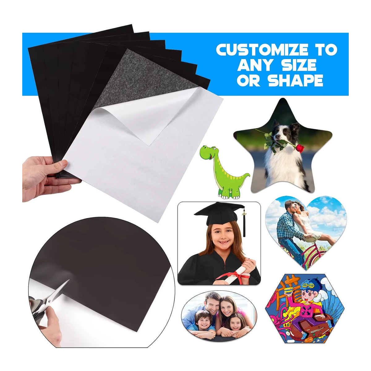 10 Stück selbstklebende magnetische Papierplatten, Schwarz, B: 15,2 cm, H: 10,2 cm - Bild 3