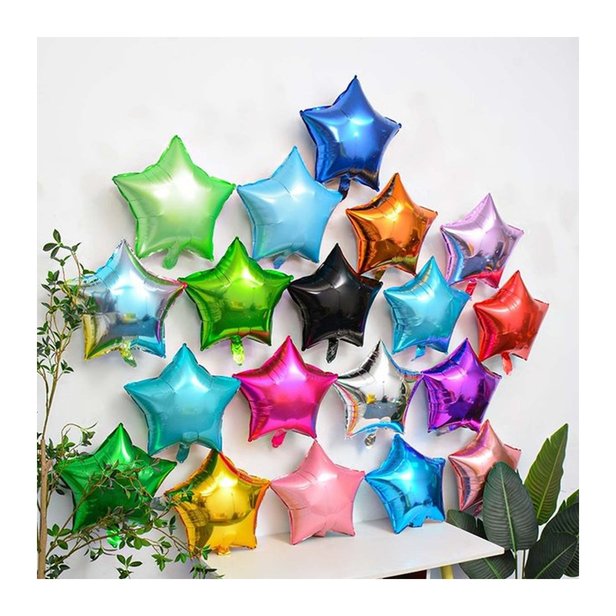 10 Stück Stern Folienballons von EACH PARTY in Schwarz und Mehrfarbig, 45,72 cm Durchmesser, ideal als Heliumballons für Geburtstag, Hochzeit und Babyparty - Bild 1