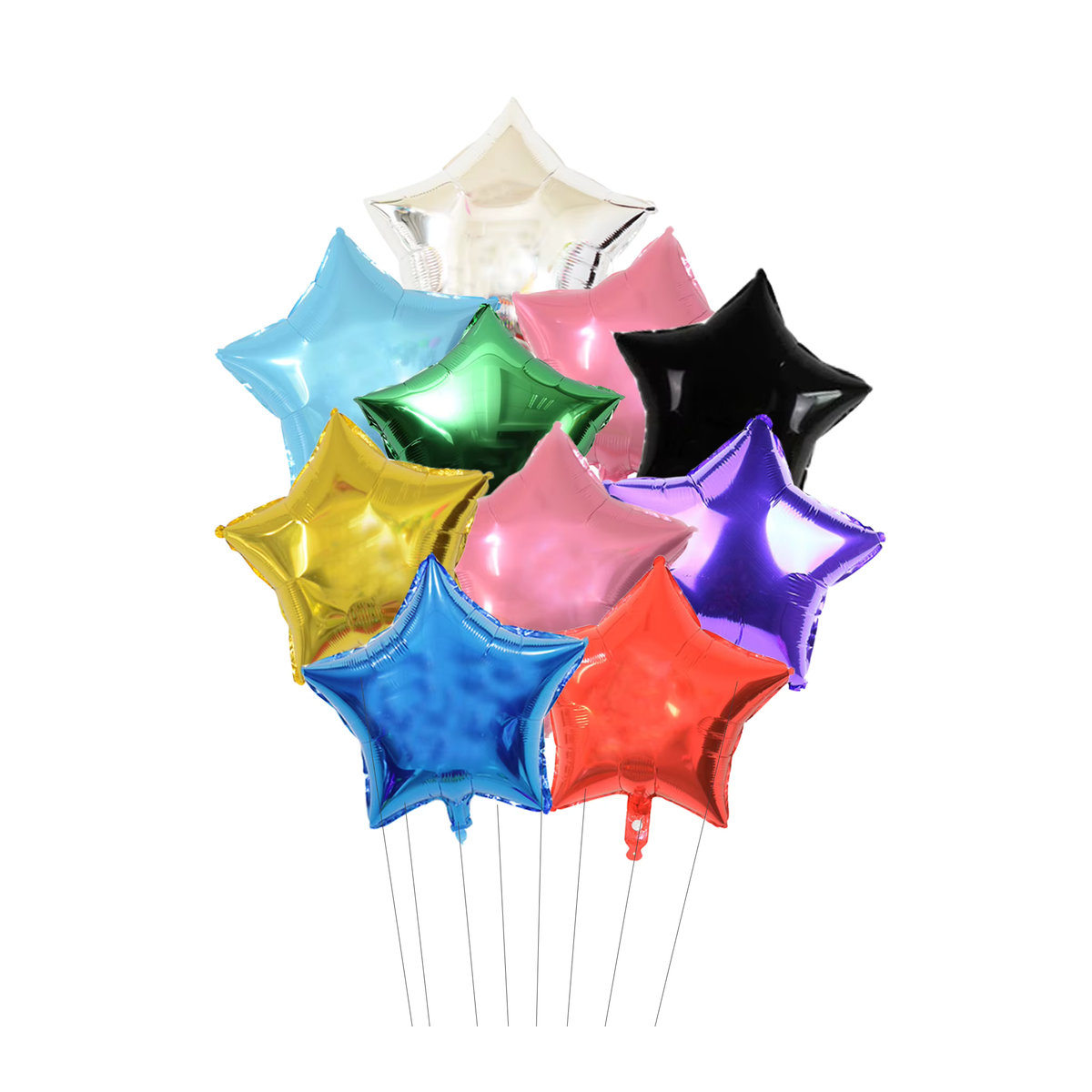 10 Stück Stern Folienballons von EACH PARTY in Schwarz und Mehrfarbig, 45,72 cm Durchmesser, ideal als Heliumballons für Geburtstag, Hochzeit und Babyparty - Bild 4