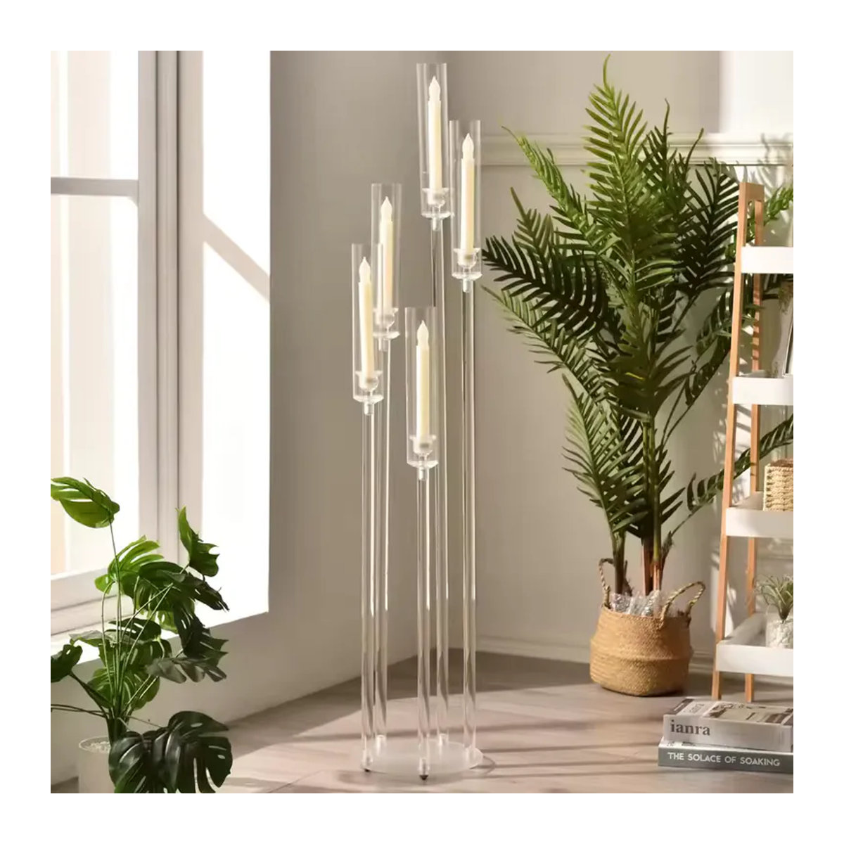 10 Stück transparente 5-armige Acryl-Kerzenhalter für Tafelkerzen zur Tischdekoration bei Hochzeiten und Zeremonien - Bild 2
