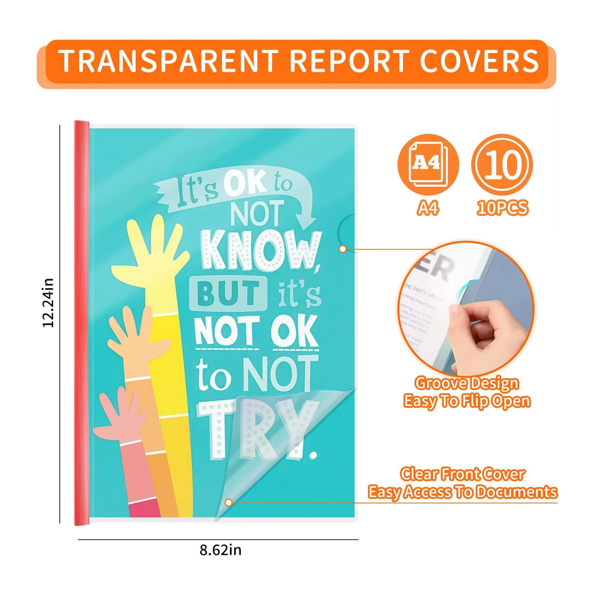 10 Stück transparente Berichtshüllen mit Schiebestangen in Bunt für Präsentationen und Lebensläufe - Bild 2