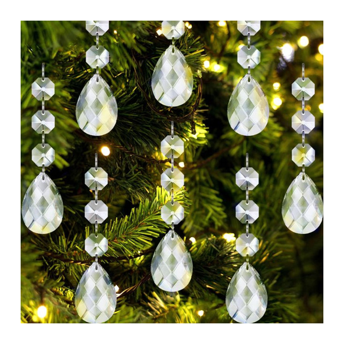 10 Stück transparente Kristall-Tropfen-Hängeornamente aus Kunststoff für deine Weihnachtsbaumdekoration - Bild 1