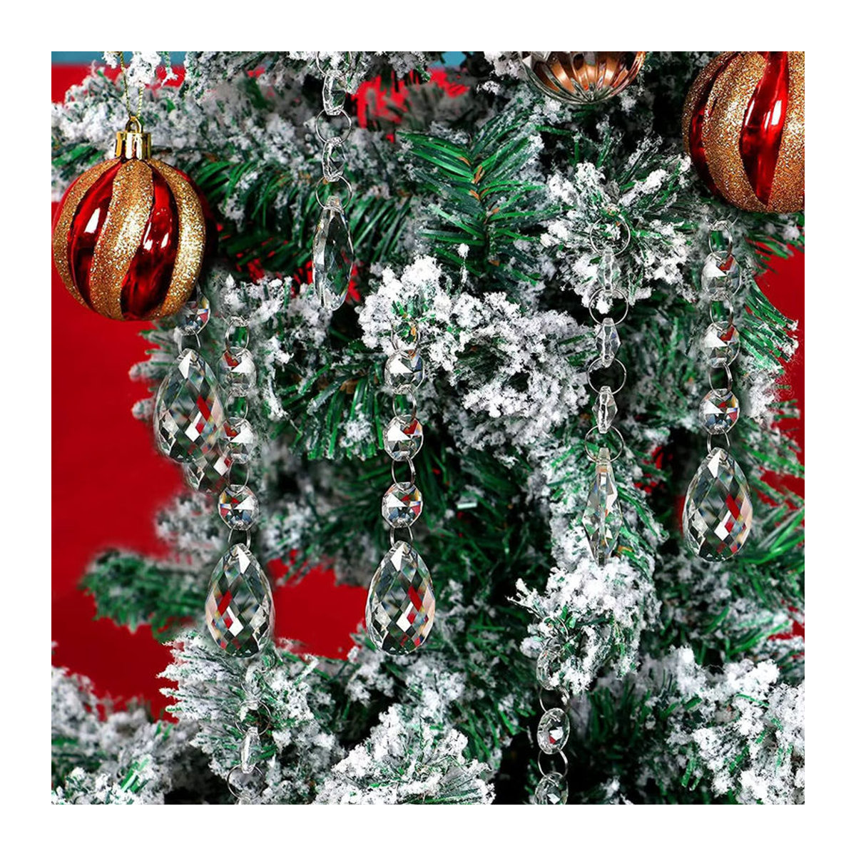 10 Stück transparente Kristall-Tropfen-Hängeornamente aus Kunststoff für deine Weihnachtsbaumdekoration - Bild 2