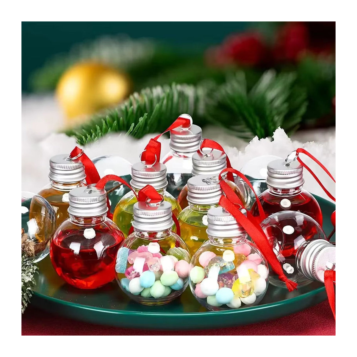 10 Stück transparente Weihnachtsbaum Ornamente in Glühbirnenform aus Kunststoff zum Befüllen - Bild 2