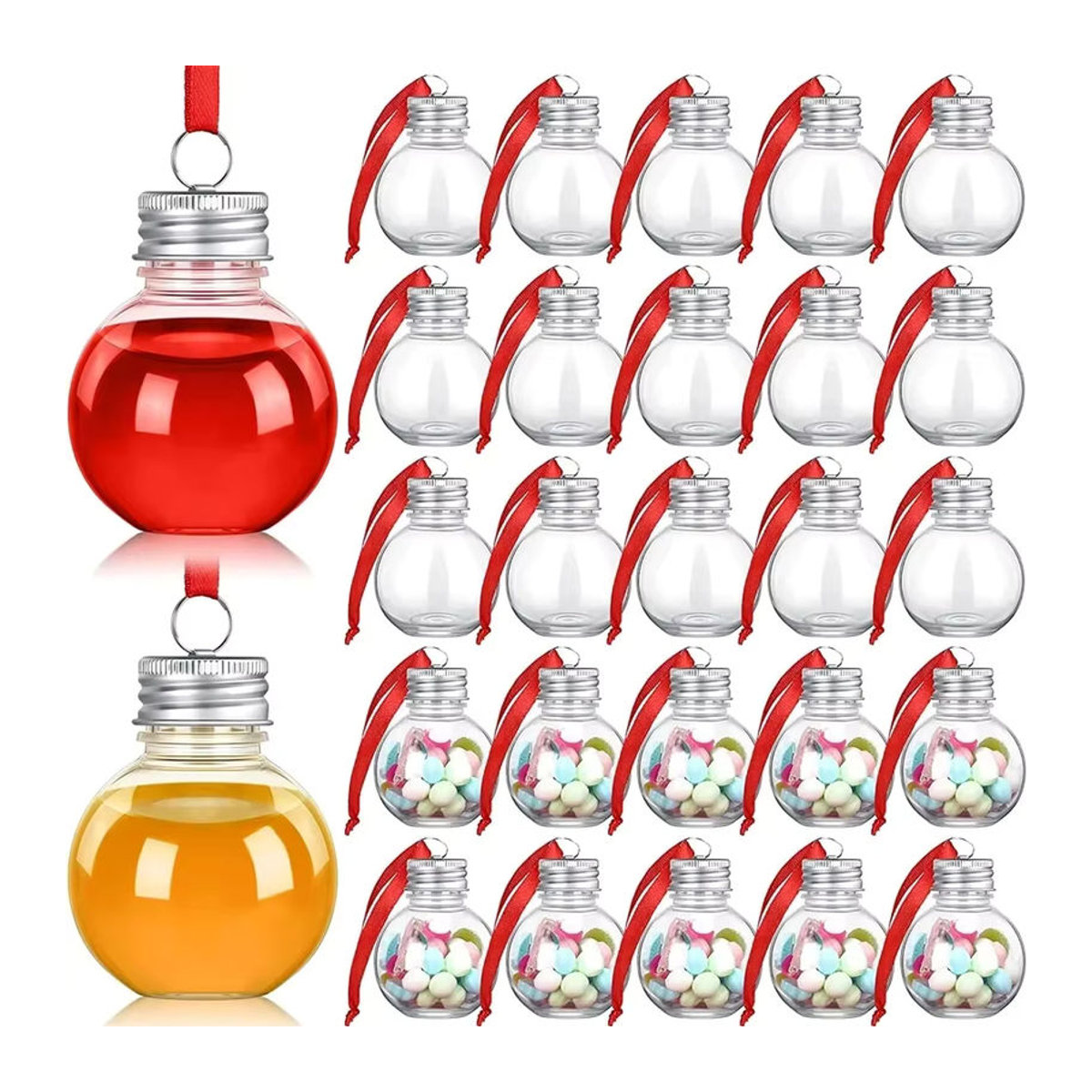 10 Stück transparente Weihnachtsbaum Ornamente in Glühbirnenform aus Kunststoff zum Befüllen - Bild 3