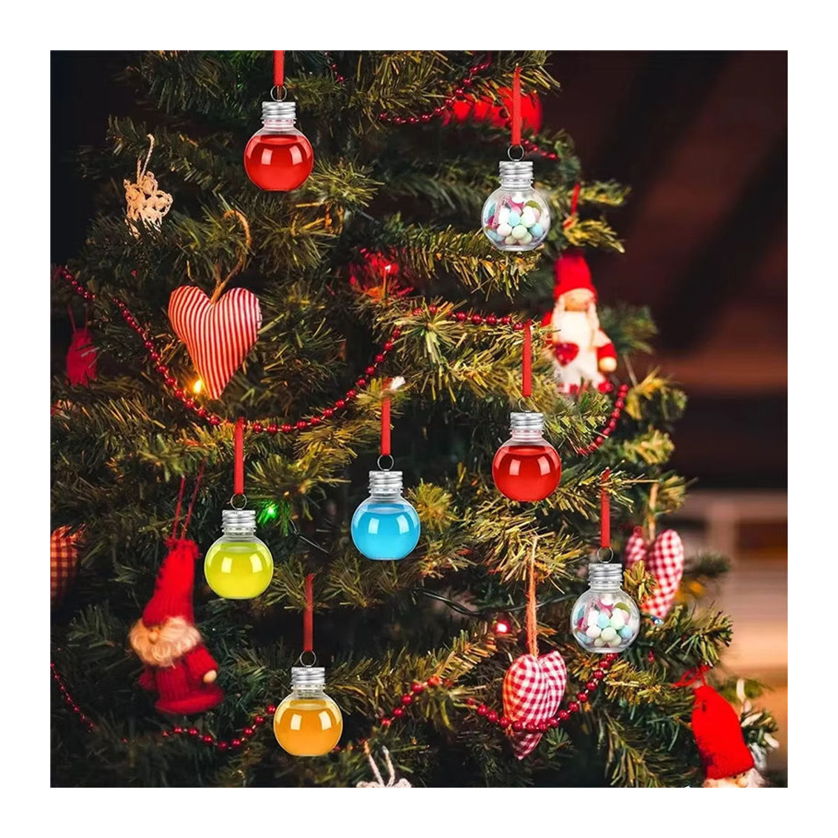 10 Stück transparente Weihnachtsbaum Ornamente in Glühbirnenform aus Kunststoff zum Befüllen - Bild 4