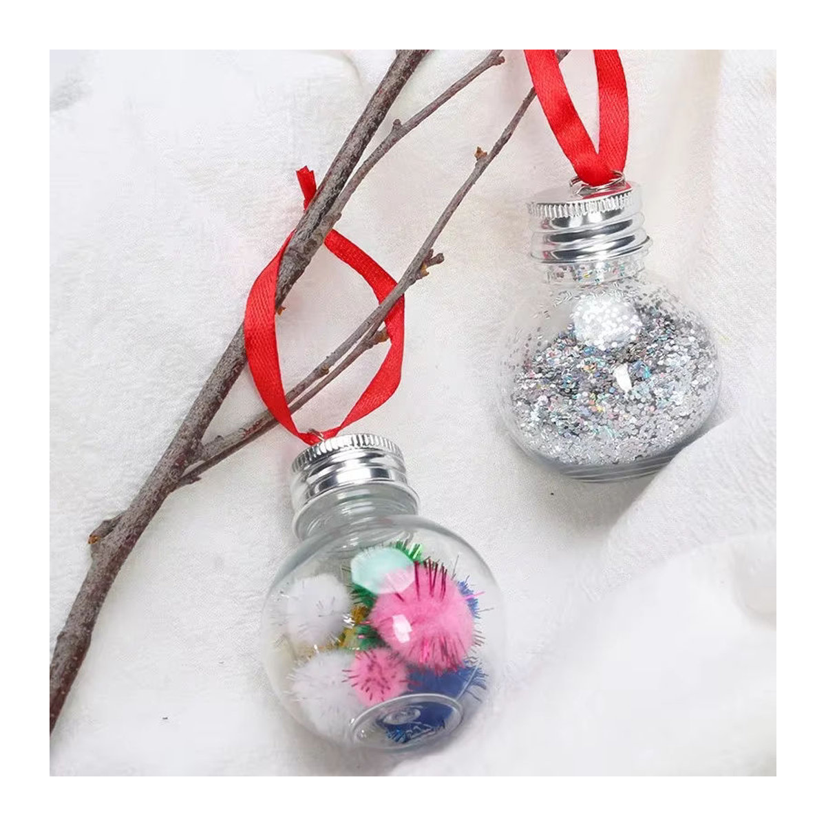 10 Stück transparente Weihnachtsbaum Ornamente in Glühbirnenform aus Kunststoff zum Befüllen - Bild 5
