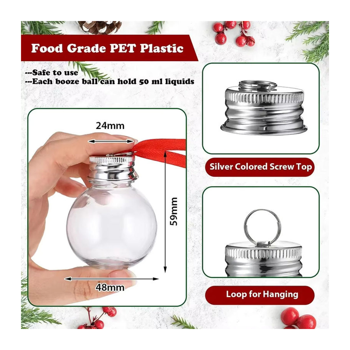 10 Stück transparente Weihnachtsbaum Ornamente in Glühbirnenform aus Kunststoff zum Befüllen - Bild 6