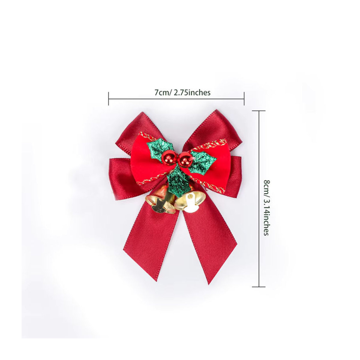 10 Stück weihnachtliche Stoff-Schleifen mit Glöckchen in Braun und Mehrfarbig als Hängeornamente zur Dekoration - Bild 4
