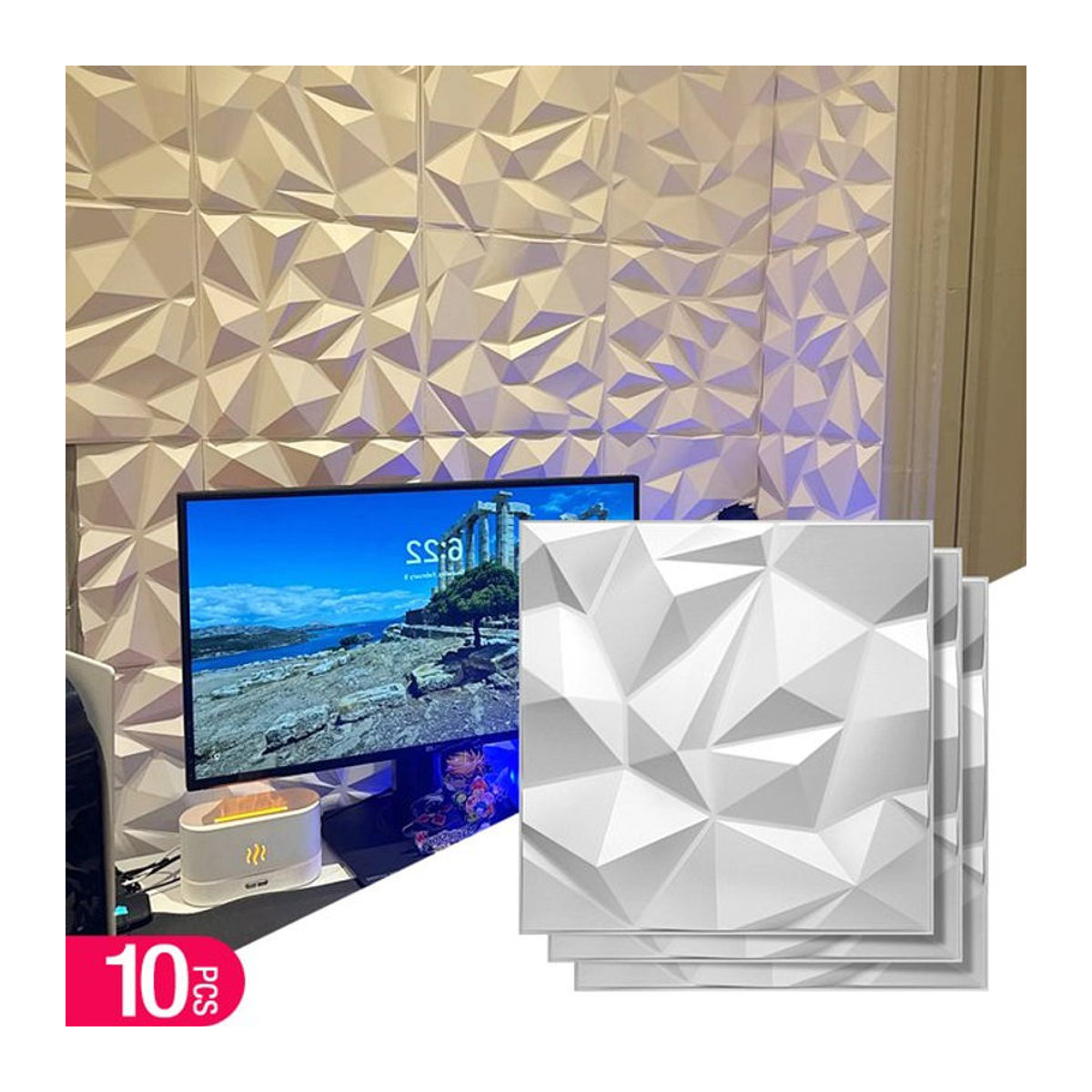 10 Stück XBLOOM 3D Wandpaneele Geometrisch Weiß Modern Wandaufkleber für Innenräume - Bild 1