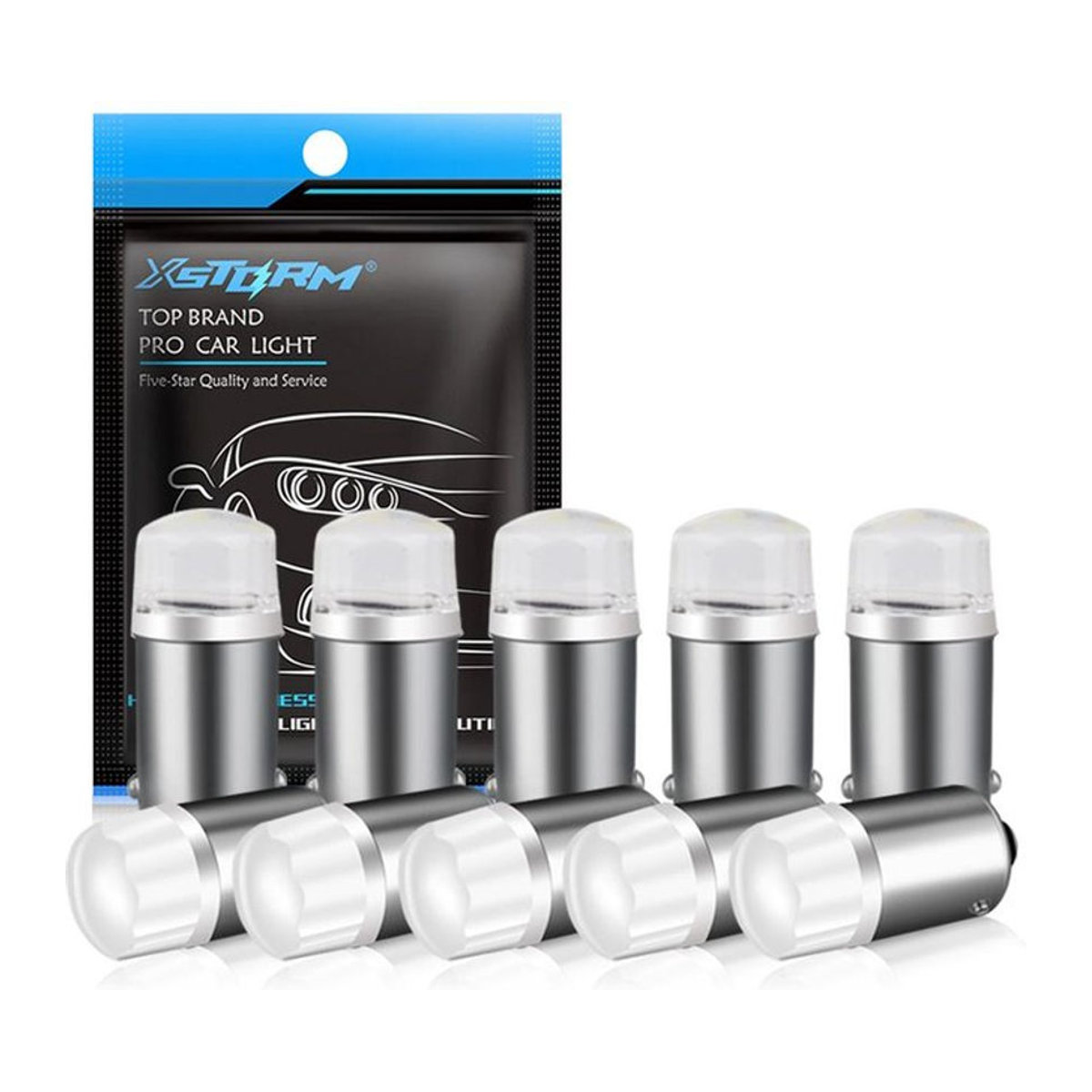 10 Stück XST Car LED Leuchtmittel Set für Auto in Weiß, BA9S T4W T2W T3W H5W 2835 SMD für Kennzeichenlampe, Innenleuchte und Anzeigelampe, 12V - Bild 1