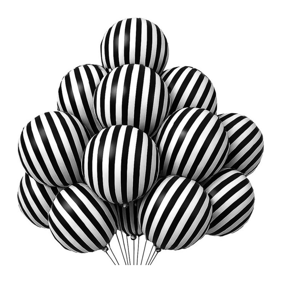 10 Stück YAYB Aluminiumfolienballons rund mit schwarz-weiß gestreiftem Muster für deine Partydekoration - Bild 1