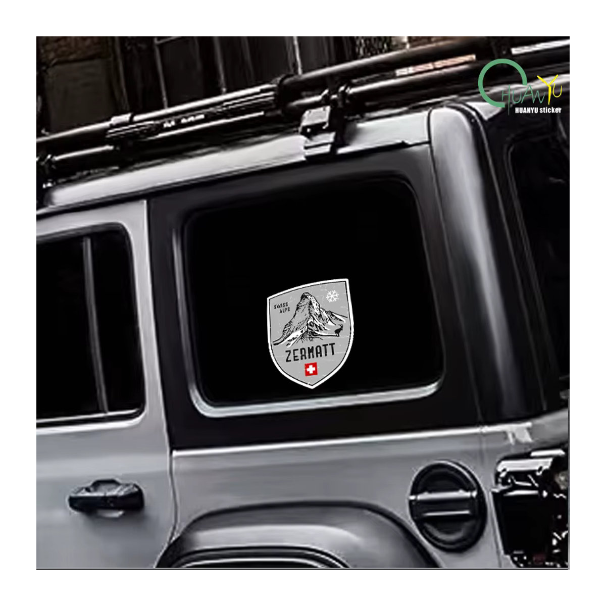 10 Stück Zermatt Mountain Schweiz Emblem Aufkleber in Grau für Wand, Fenster, Auto und Wasserflaschen im Vintage-Stil, Durchmesser: 12,4 cm - Bild 2