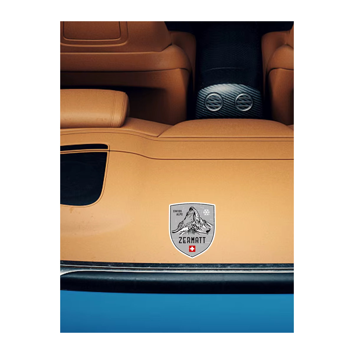 10 Stück Zermatt Mountain Schweiz Emblem Aufkleber in Grau für Wand, Fenster, Auto und Wasserflaschen im Vintage-Stil, Durchmesser: 12,4 cm - Bild 7