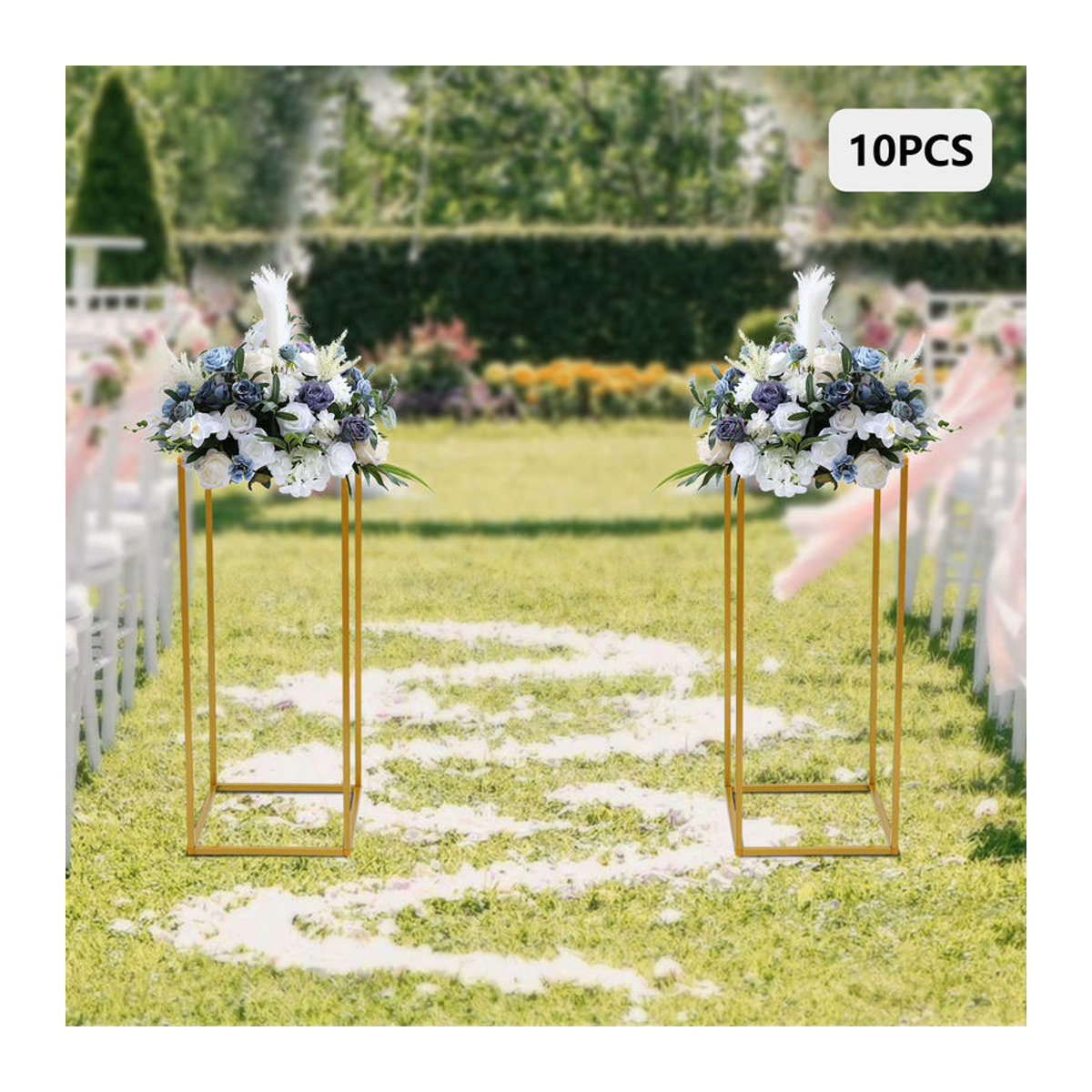 10-teiliges Blumenregal aus Metall in Gold im minimalistischen Design, Breite: 60 cm - Bild 1