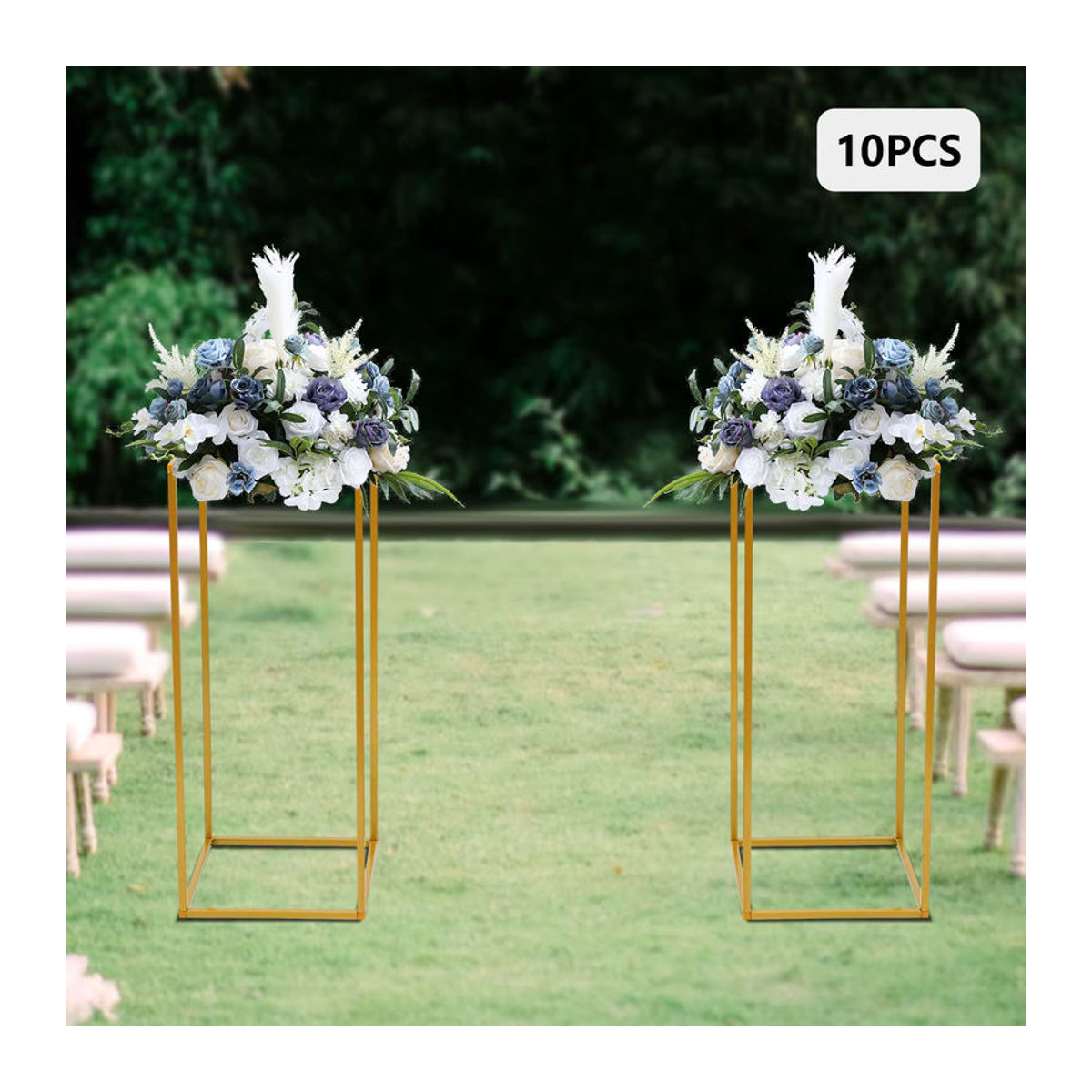 10-teiliges Blumenregal aus Metall in Gold im minimalistischen Design, Breite: 60 cm - Bild 2