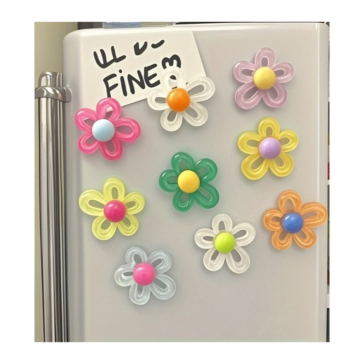 10-teiliges Set Kühlschrankmagnete mit Cartoon-Blumendekoration in Mehrfarbig aus Kunststoff - Bild 1