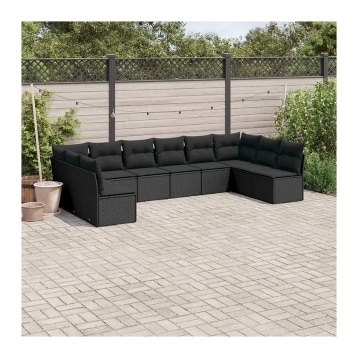 10-tlg. Garten-Sofagarnitur aus Poly-Rattan mit Kissen in Schwarz von vidaxl - Bild 1