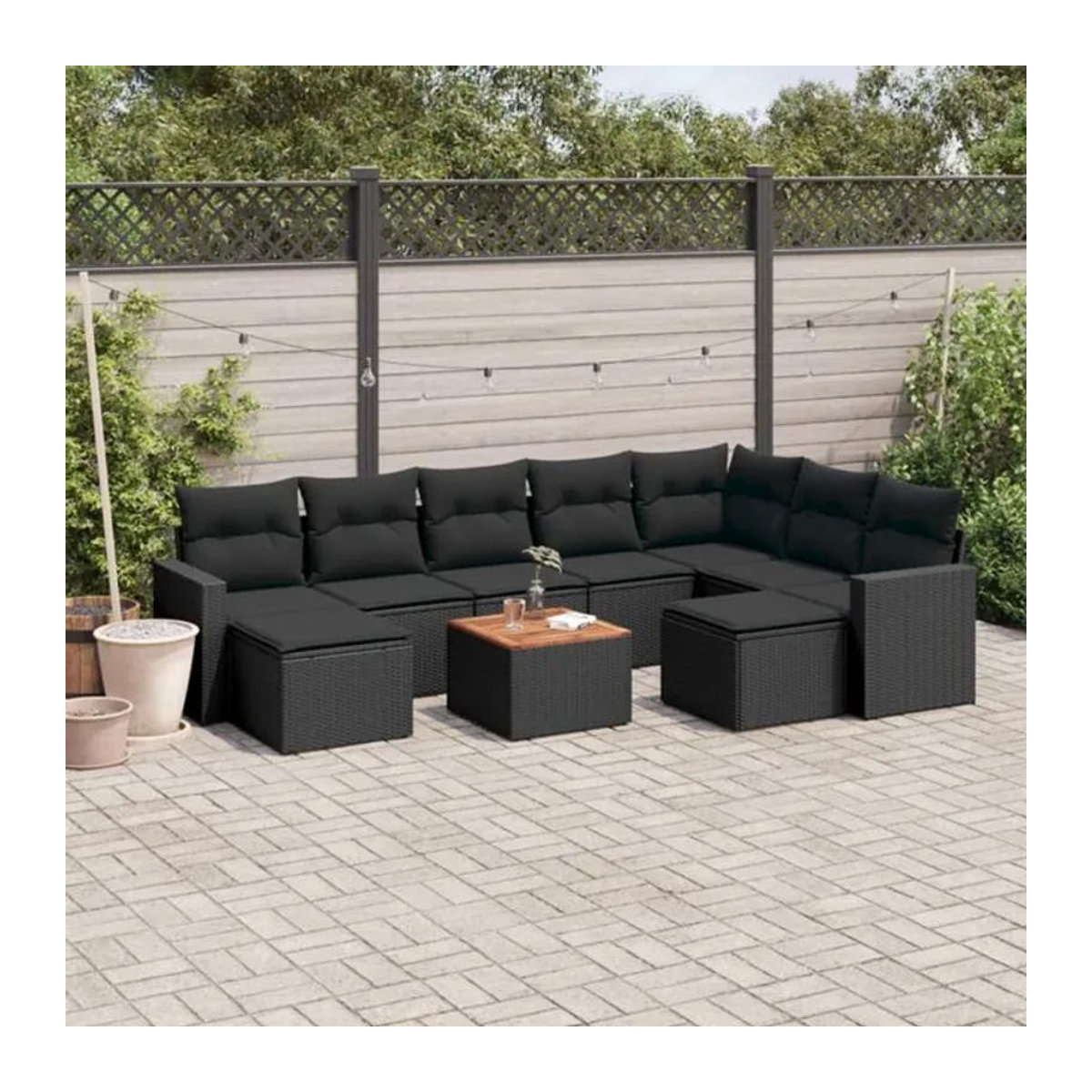 10-tlg. Garten-Sofagarnitur aus Poly-Rattan mit Kissen in Schwarz von Vidaxl - Bild 1