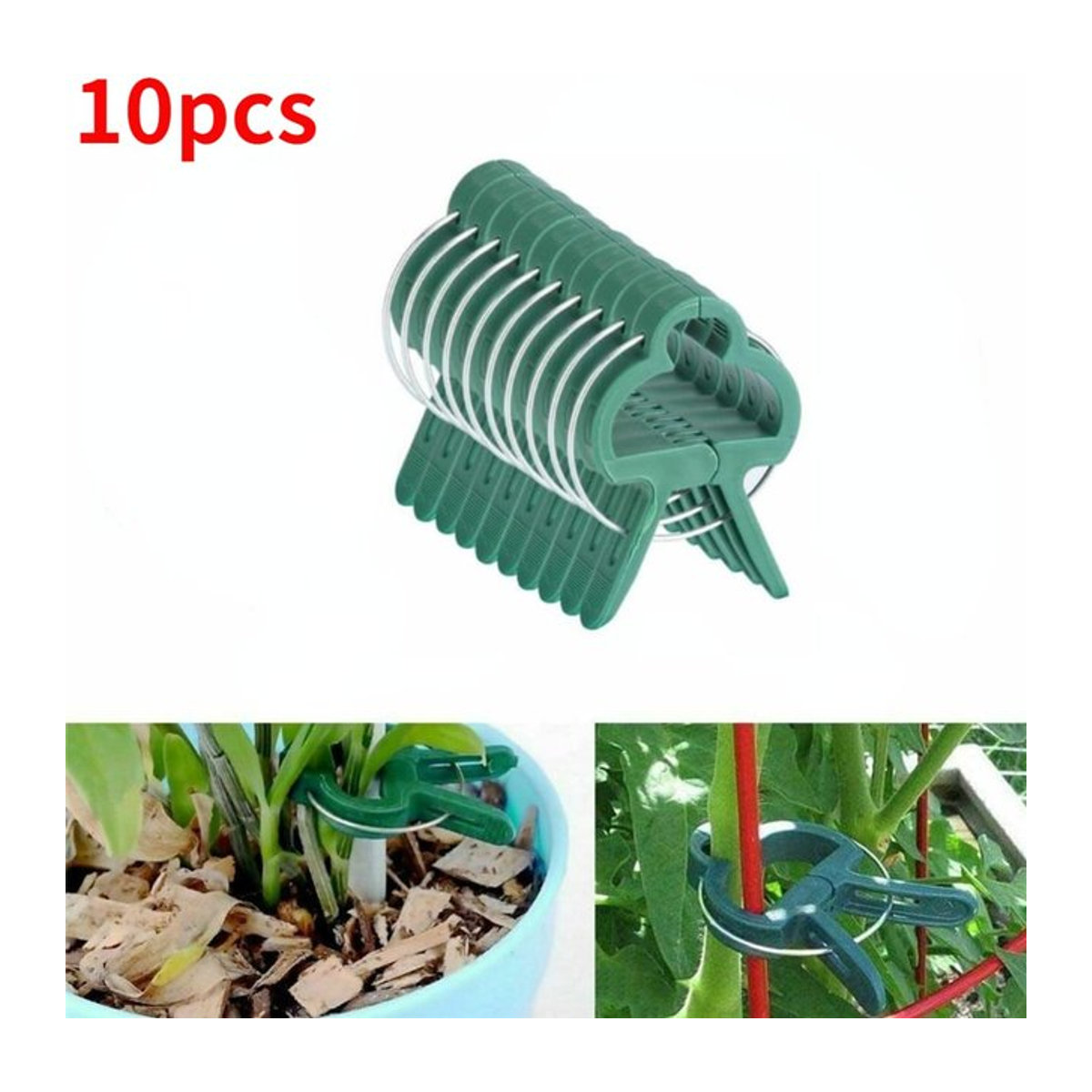 10 wiederverwendbare Pflanzenclips mit acht Schnallen, wetterfest und rostfrei, ideal zur Stützung von Tomaten, Gurken, Paprika und Melonen - Bild 1