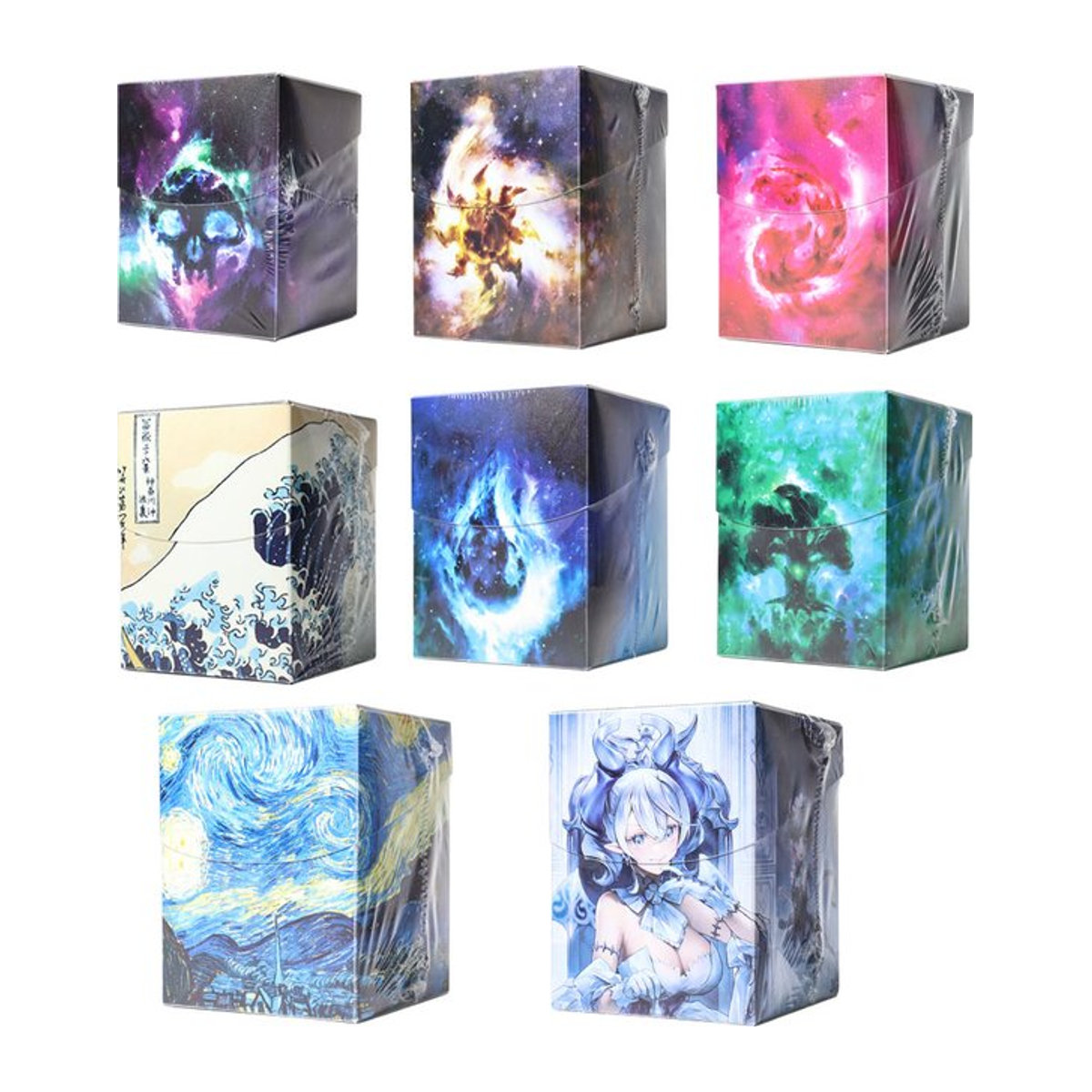 100+ BASIC LANDS Plastik-Sammelkartenbox für doppelt gehüllte TCG/CCG Karten mit zwei Trennwänden in Bunt - Bild 1