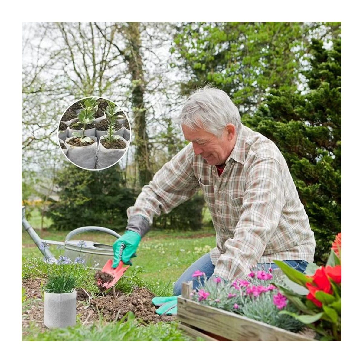 100 Stück biologisch abbaubare Vlies-Beutel für die Anzucht von Gemüse, Blumen und Samen im Hausgarten - Bild 5
