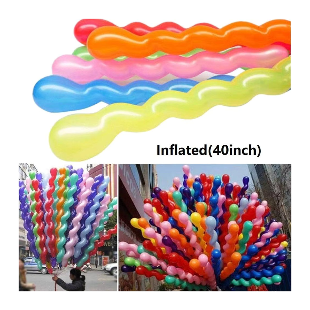 100 Stück bunte Latex-Spiralballons in 40 Zoll für deine Geburtstagsfeier und Mottoparty, mehrfarbig - Bild 3