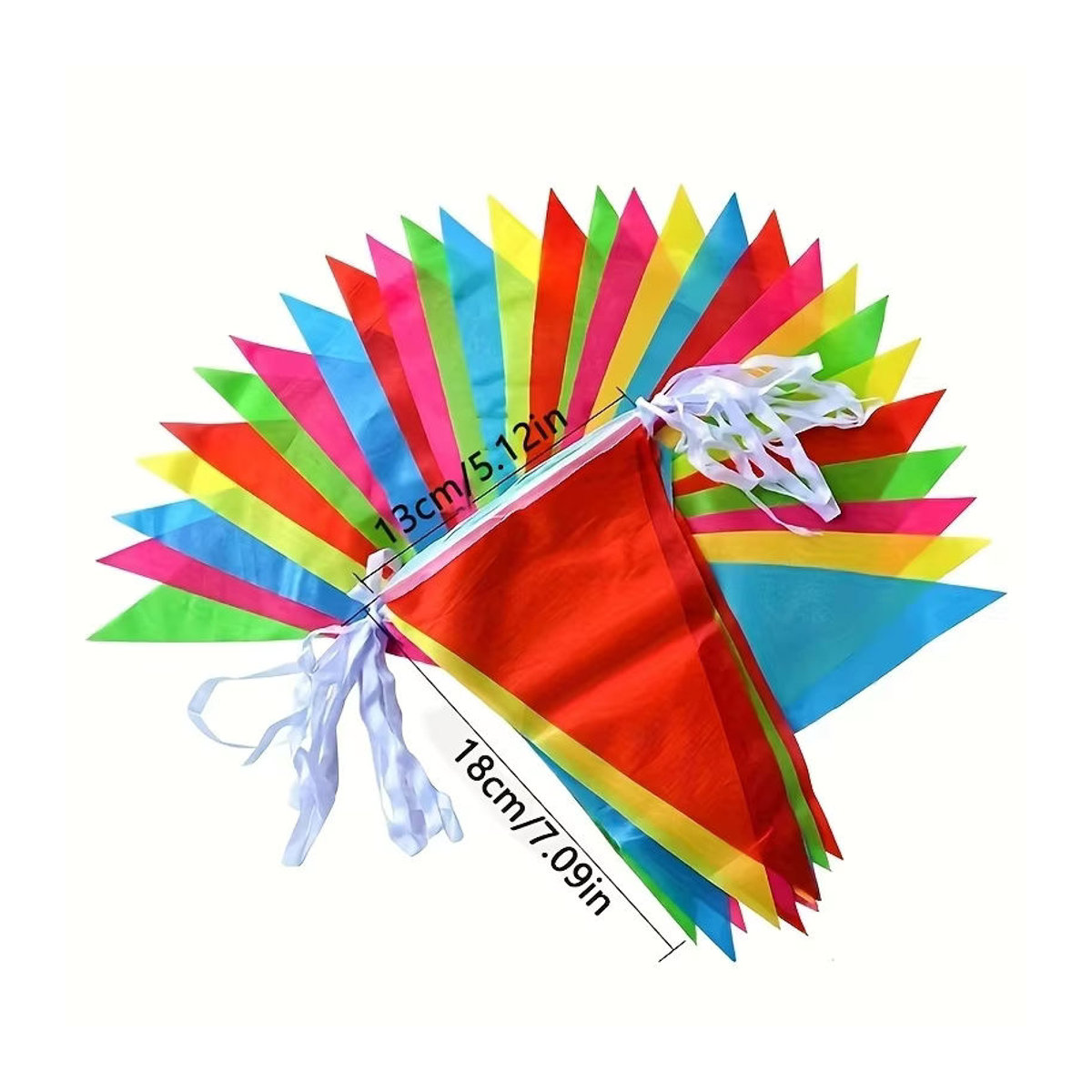 100 Stück bunte Wimpelkette aus Textil mit geometrischem Muster für Geburtstag, Hochzeit und Weihnachten, mehrfarbig hängend - Bild 3