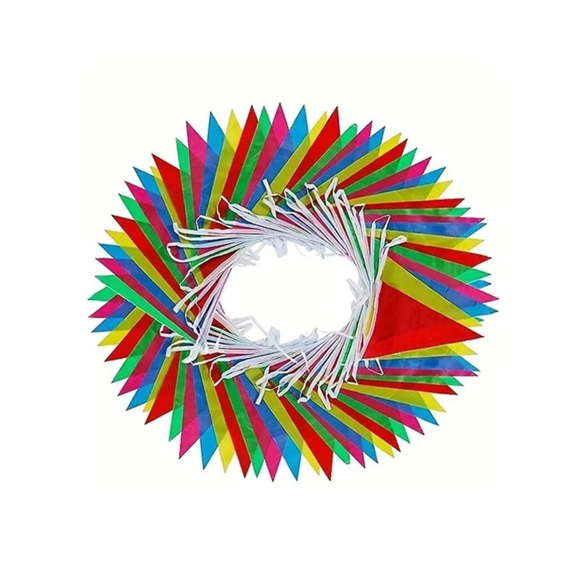 100 Stück bunte Wimpelkette aus Textil mit geometrischem Muster für Geburtstag, Hochzeit und Weihnachten, mehrfarbig hängend - Bild 5