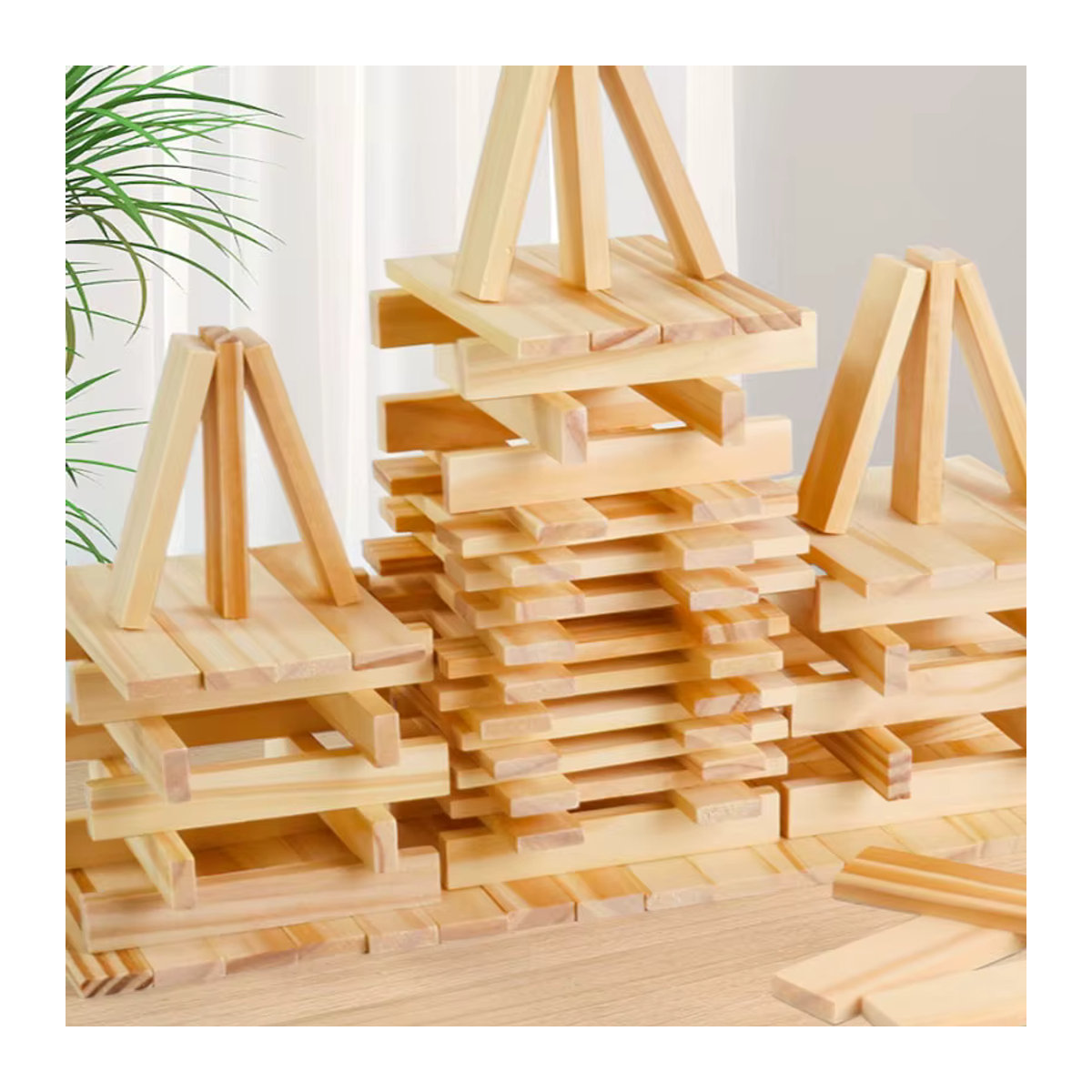 100 Stück Holzspäne in Braun und Beige für kreative DIY-Projekte und Bausteinbau - Bild 1