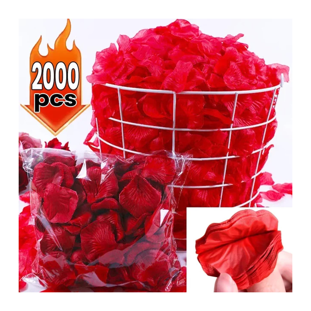 100 Stück künstliche Rosenblätter aus Textil in Rot und Mehrfarbig für deine Dekoration bei Hochzeit oder Valentinstag - Bild 1