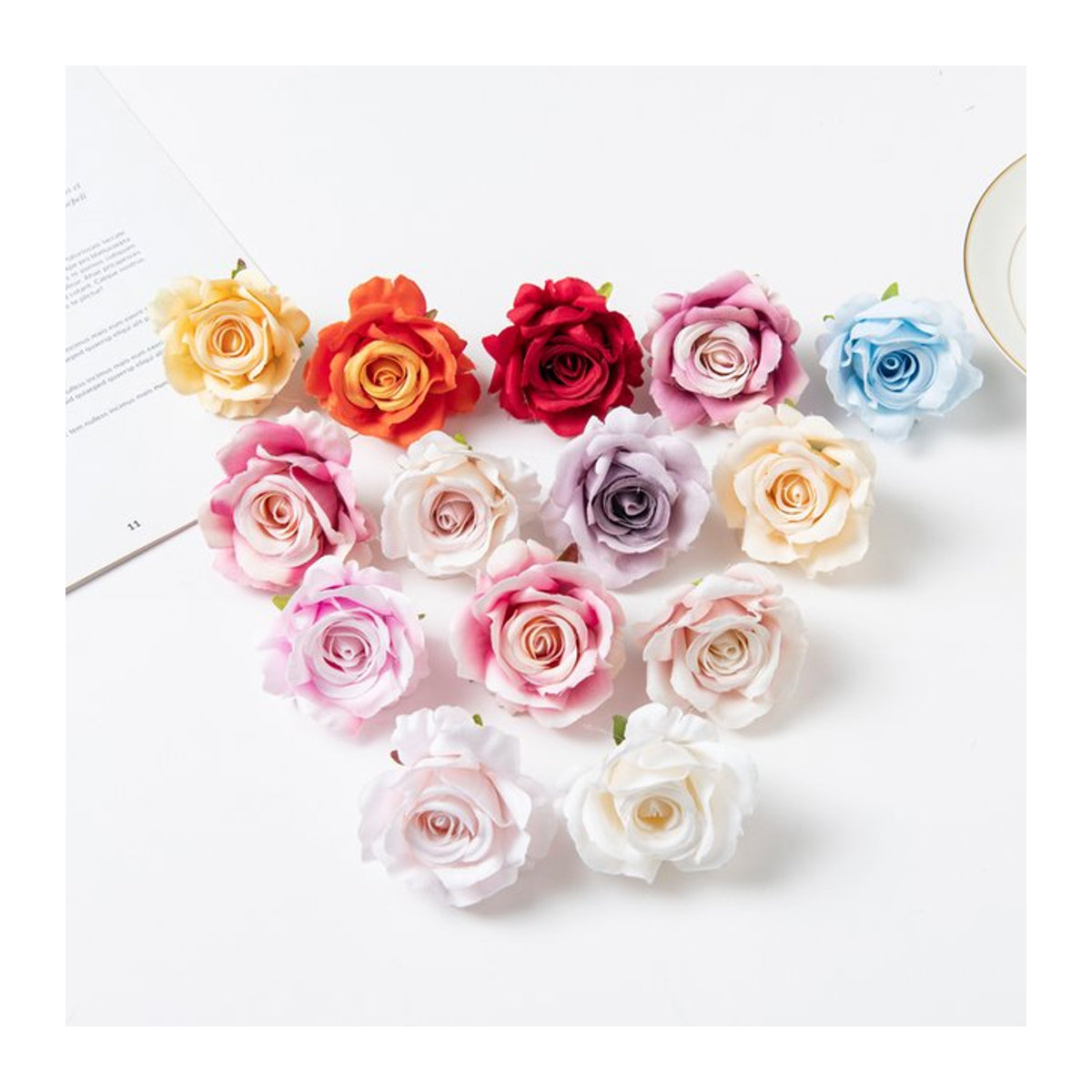 100 Stück künstliche Seidenrosen von smr in Rosa und Mehrfarbig als Einzelstiele für Hochzeit, Weihnachten und DIY-Dekorationen - Bild 1
